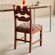 2PCS Dining Chair Retro Style Vintage Shape Ash Wood Linen Upholstery